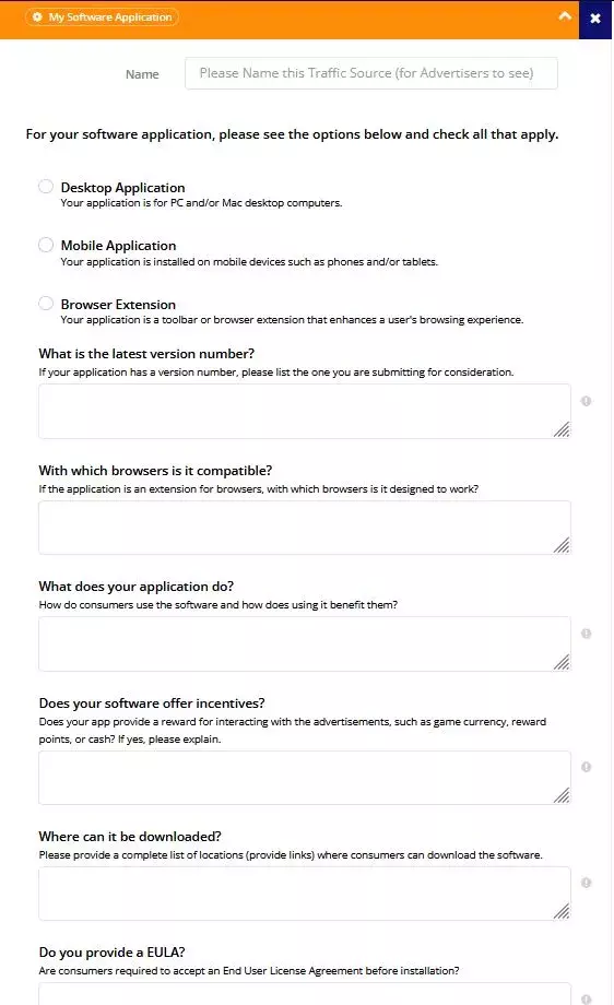 My software application form