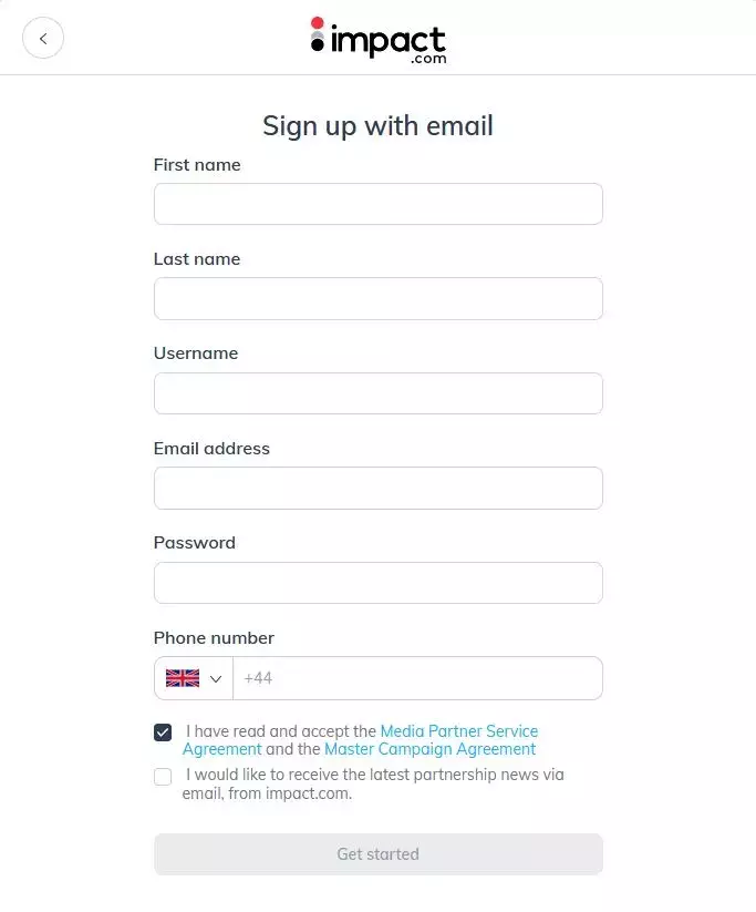 Sign up with email